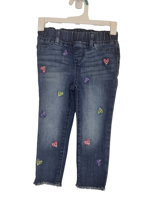 GAP Other - GAP Girls Dark Wash Denim Jeans with Colorful Heart Embroidery